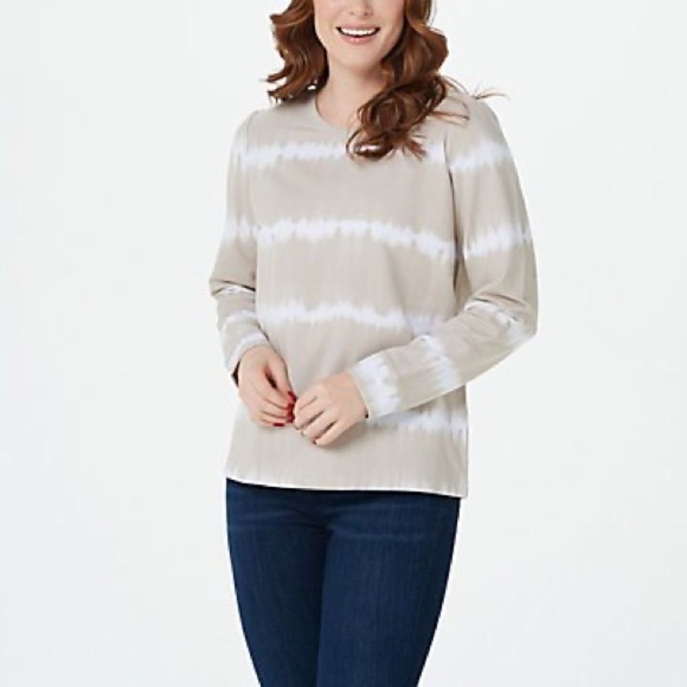 Denim & Co. Tie-Dye French Terry Long-Sleeve Sweatshirt